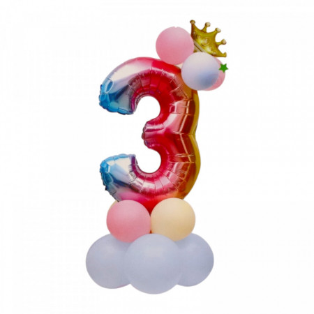 Set 14 baloane, Cifra 3, accesorii incluse, NO69, 81 cm, Multicolor