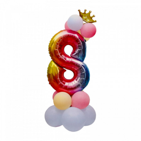 Set 14 baloane, Cifra 8, accesorii incluse, NO64, 81 cm, Multicolor