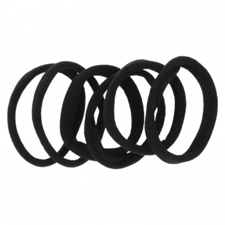 Set 6 elastice de par, NO535, 5.5 cm, Negru