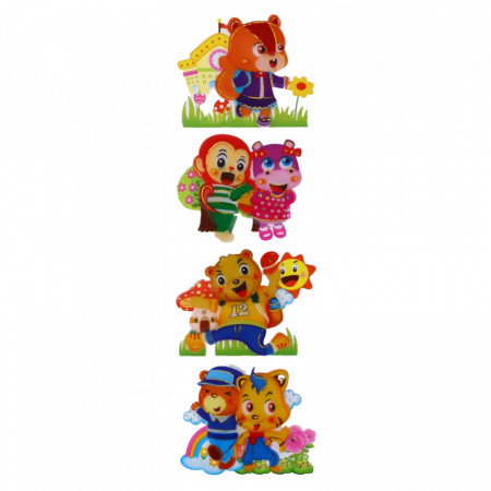 Set Sticker 3D pentru copii, Personaje din desene, 4 piese, DFF-206, 10 cm, Multicolor