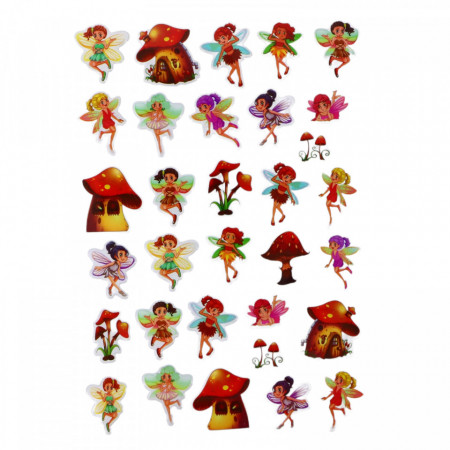 Set Sticker 3D pentru copii, Zane, 32 piese, ALP096, 3 - 4 cm, Multicolor