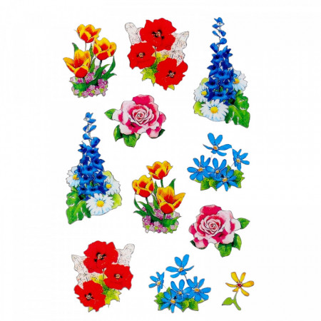 Set Sticker pentru copii, Flori, 11 piese, Q34, 2 - 4 cm, Multicolor