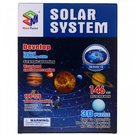 Puzzle 3D, Sistem Solar, 52.2 x 39.7 x 11.8 cm, 146 piese