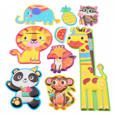 Set Sticker 3D pentru copii, Animale, decor camera, 9 piese, JJ-FD001, Multicolor
