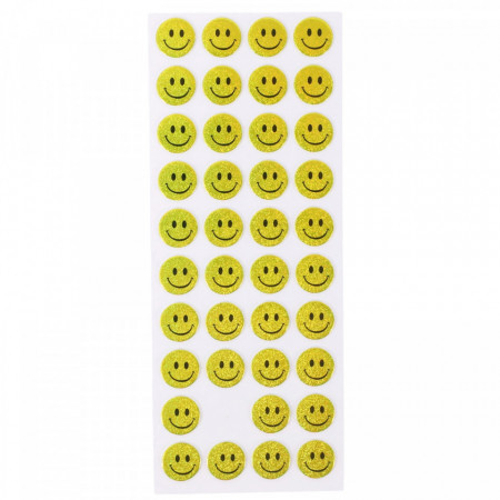 Set Sticker 3D pentru copii, Emoji, Smile Face, 40 piese, CB341, 1.3 cm, Galben