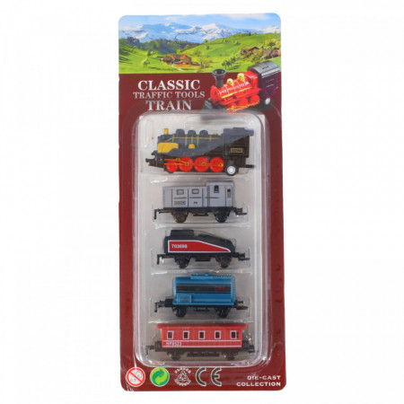 Set Tren si 4 locomotive, Die-Cast, LY517, 6 cm, Multicolor