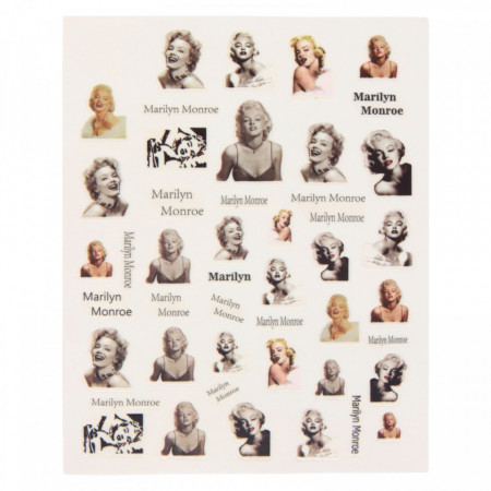 Stickere pentru decor unghii, 3D, Marilyn Monroe, T-345, Multicolor