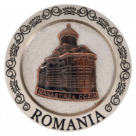 Suvenir, Decoratiune metal, Romania, Manastirea Cozia, NO312, 8 cm, Bronz
