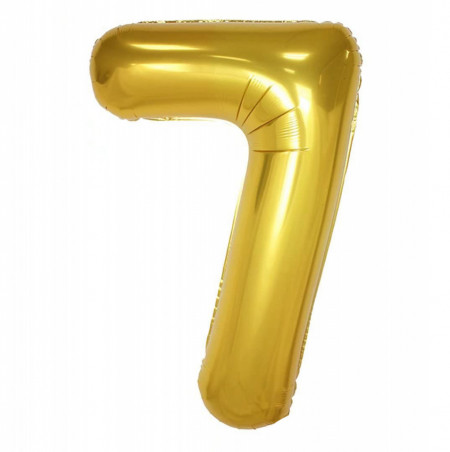 Balon din folie metalizata, 80 cm, cifra 7, Auriu