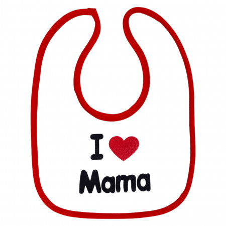 Baveta impermeabila, I Love Mama, inchidere Velcro, NO1308, 20 x 23 cm, Multicolor