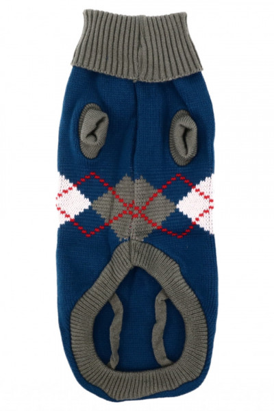 Pulover tricotat pentru caini, NO4310, 50 x 24 cm, Albastru