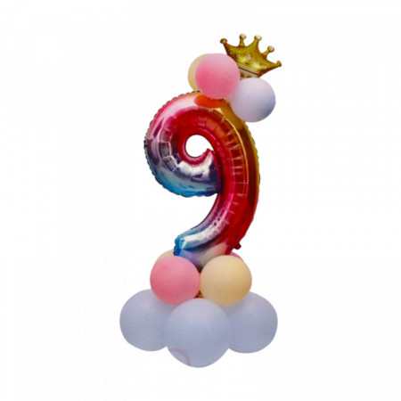 Set 14 baloane, Cifra 9, accesorii incluse, NO63, 81 cm, Multicolor