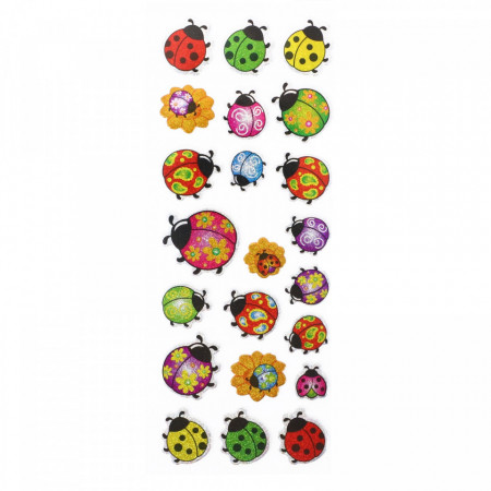 Set Sticker 3D pentru copii, Buburuze, 22 piese, CB318, 1 - 2 cm, Multicolor