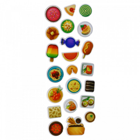 Set Sticker 3D pentru copii, Mancare, 22 piese, LVA017, 1 - 2 cm, Multicolor
