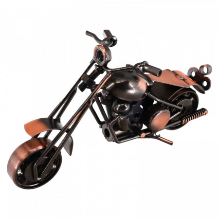 Macheta Motocicleta chopper harley davidson, din metal, NO858G, 9 x 15.5 cm, Maro