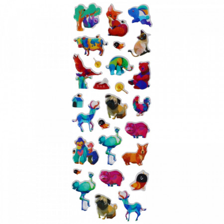 Set Sticker 3D pentru copii, Animale, 27 piese, LVA004, 0.6 - 2.5 cm, Multicolor