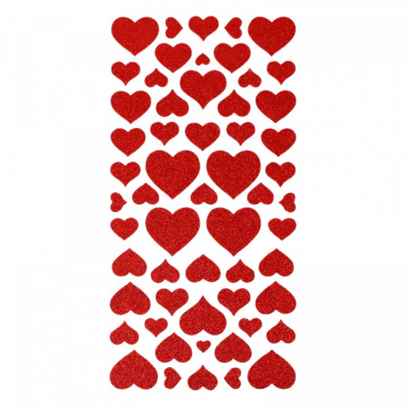 Set Sticker 3D pentru copii, Inimi, 57 piese, NO5469, 1 - 3 cm, Multicolor