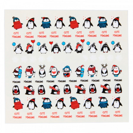 Stickere pentru decor unghii, 3D, Pinguin, M528, Multicolor
