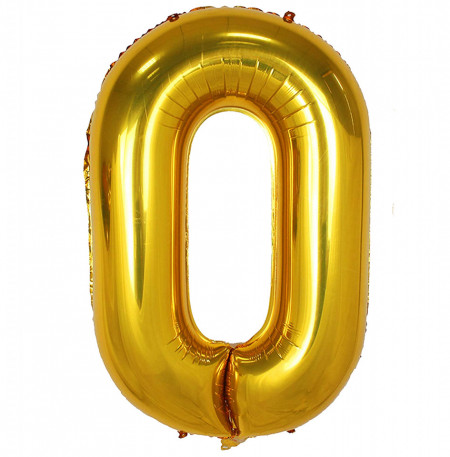 Balon din folie metalizata, 80 cm, cifra 0, Auriu