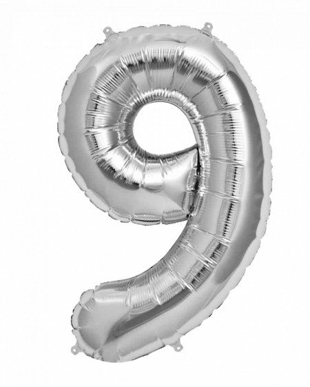 Balon din folie metalizata, 80 cm, cifra 9, Argintiu