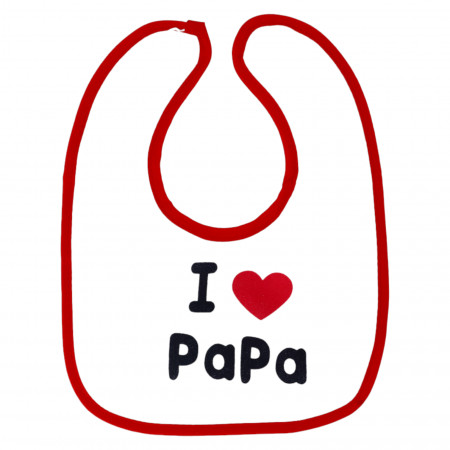 Baveta impermeabila, I Love Papa, inchidere Velcro, NO4688, 20 x 23 cm, Multicolor