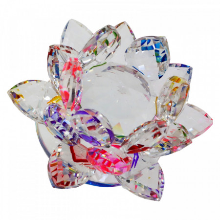 Decoratiune cristal Lotus, Nufar, Feng Shui, Armonie, Echilibru, 8 cm, Multicolor