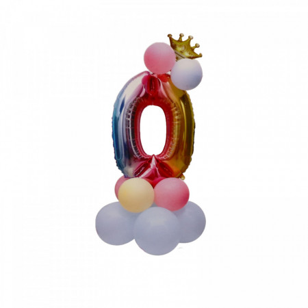 Set 14 baloane, Cifra 0, accesorii incluse, NO72, 81 cm, Multicolor