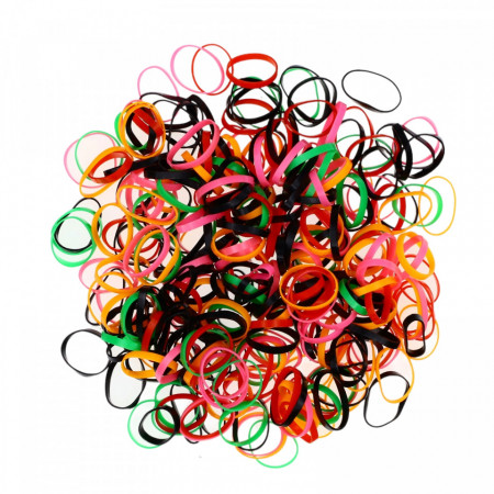 Set 300 elastice pentru codite impletite, 1 cm, Multicolor