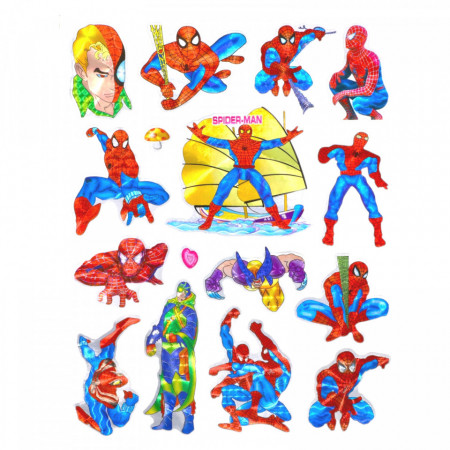 Set Sticker pentru copii, Spider Man, decor camera, J-017, 20 x 26 cm, Multicolor