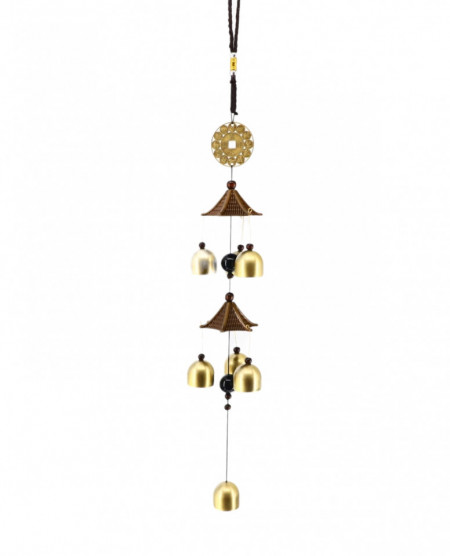 Decoratiune de agatat pentru vant, bunastare, FengShui, 45 cm, Maro