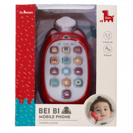 Jucarie interactiva, Telefon pentru bebelusi, 10 taste, NO41, 0 - 3 ani, 12 x 7 cm, Rosu