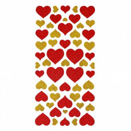 Set Sticker 3D pentru copii, Inimi, 57 piese, NO5471, 1 - 3 cm, Multicolor