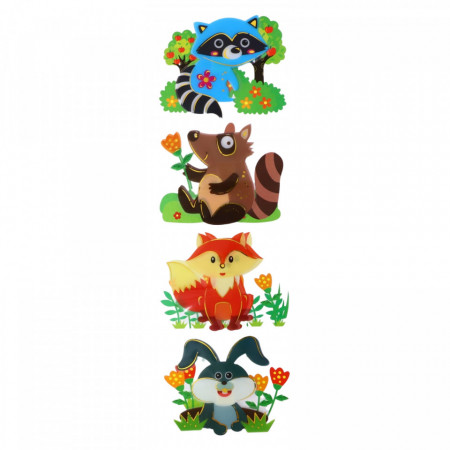 Set Sticker 3D pentru copii, Raton, 4 piese, DFF-208, 10 cm, Multicolor