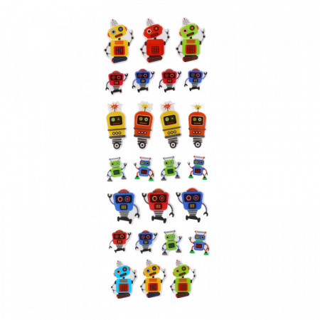 Set Sticker 3D pentru copii, Roboti, 25 piese, LVA008, 1 - 2 cm, Multicolor