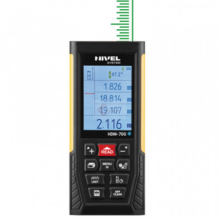 Telemetru cu laser verde, USB/Bluetooth 70m, HDM-70G - Nivel System