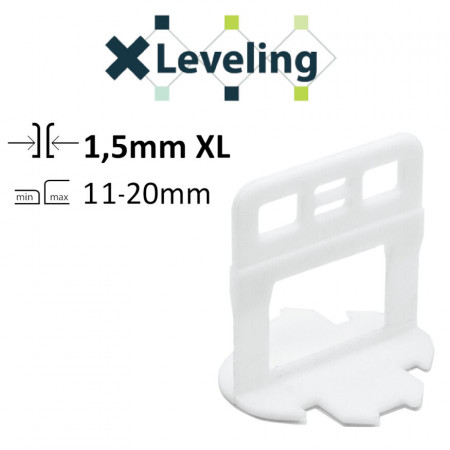 Distantiere XL autonivelare ( Clips XL ) pt. placi groase (11- 20 mm) - Rost de 1,5 mm - 100 buc - XLEV-PLC1.5XL100
