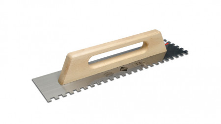 Gletiera dintata cu maner din lemn 48cm, 10x10mm - RUBI-65983