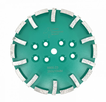 Disc cu segmenti diamantati pt. slefuire pardoseli - segment dur - Verde - 250 mm - prindere 19mm - DXDY.8500.250.23