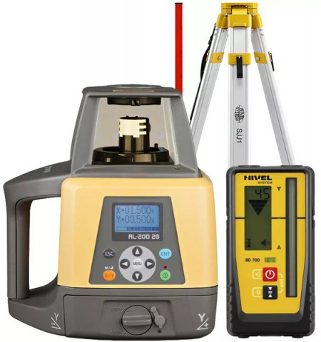 Pachet Nivela laser rotativa de constructie multifunctionala RL-200 2S Digital (panta digitala-2 axe), cu trepied si stadie - Topcon