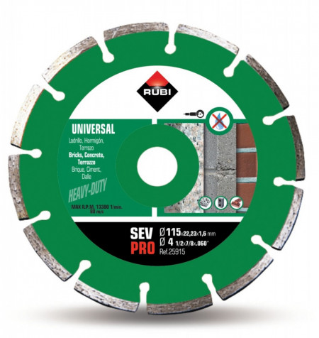 Disc diamantat pt. beton si caramida 115mm, SEV 115 Pro - RUBI-25915