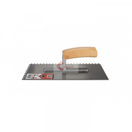 Gletiera dintata (6x6mm) din otel cu maner de lemn - Rubi