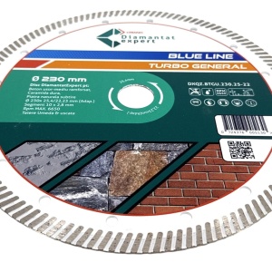 Disc DiamantatExpert TURBO pt. Beton Ranforsat Usor, Materiale de constructii 230x25,4/22.23(ring) (mm) taiere uscata sau umeda, Blue Line Profesional - DXQZ.BTGU.230.25-22 - Img 4
