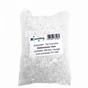 Distantiere ( Cruciulite ) pt. placi - gresie si faianta - Rost 1 mm - 500 buc - XLEV-TS1-500 - Img 1