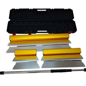 Set de gletiere profesionale Heavy-Duty aluminiu 30, 50, 80 (cm) x 0.35mm cu maner extensibil si cutie de transport - CNO-GHD853SET - Img 2