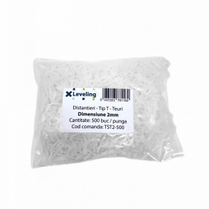 Distantiere tip T ( Teuri ) pt. placi - gresie si faianta - Rost 2 mm - 500 buc - XLEV-TST2-500 - Img 1