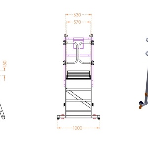 Scara industriala rabatabila (pliabila) din aluminiu cu 3 trepte si platforma h=104cm, inaltime de lucru 2,8m - CNO-SME-FWPL13 - Img 4