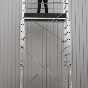 Schela mobila aluminiu telescopica 2x5(m), inaltime lucru 10 metri, o platforma 1,6x0,6(m), max 200kg/mp - CNO-SME-MEGA10 - Img 3