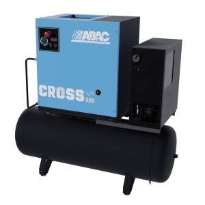 Compresor de aer profesional cu surub, cu uscator de aer - 7.5 kW turatie variabila, 848 L/min, 10 bari - Rezervor 200 Litri - ABAC-CROSS-900E-10-400/50-200-MEBB