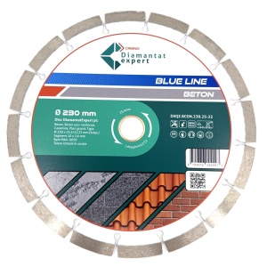 Disc DiamantatExpert pt. Beton, Materiale constructii 230x25,4/22.23(inel) (mm) taiere uscata sau umeda, Blue Line Profesional - DXQZ.BCON.230.25-22 - Img 1