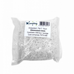 Distantiere tip T ( Teuri ) pt. placi - gresie si faianta - Rost 3 mm - 500 buc - XLEV-TST3-500 - Img 1